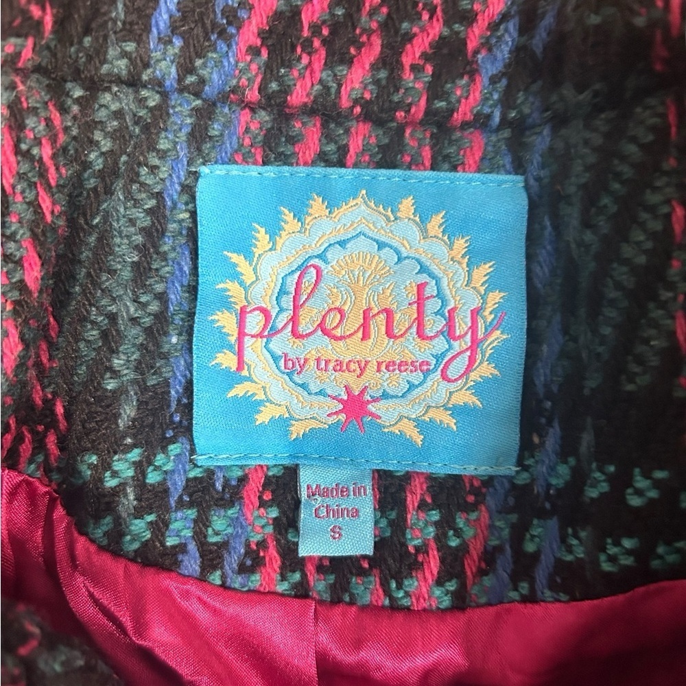 Plenty By Tracy Reese Anthropologie Plaid Peacoat Coat Size Small Midi Length - Picture 8 of 12